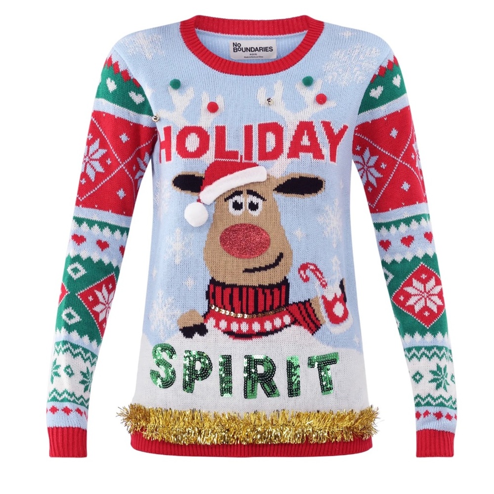 Blue and Red Holiday Spirit Sweater by